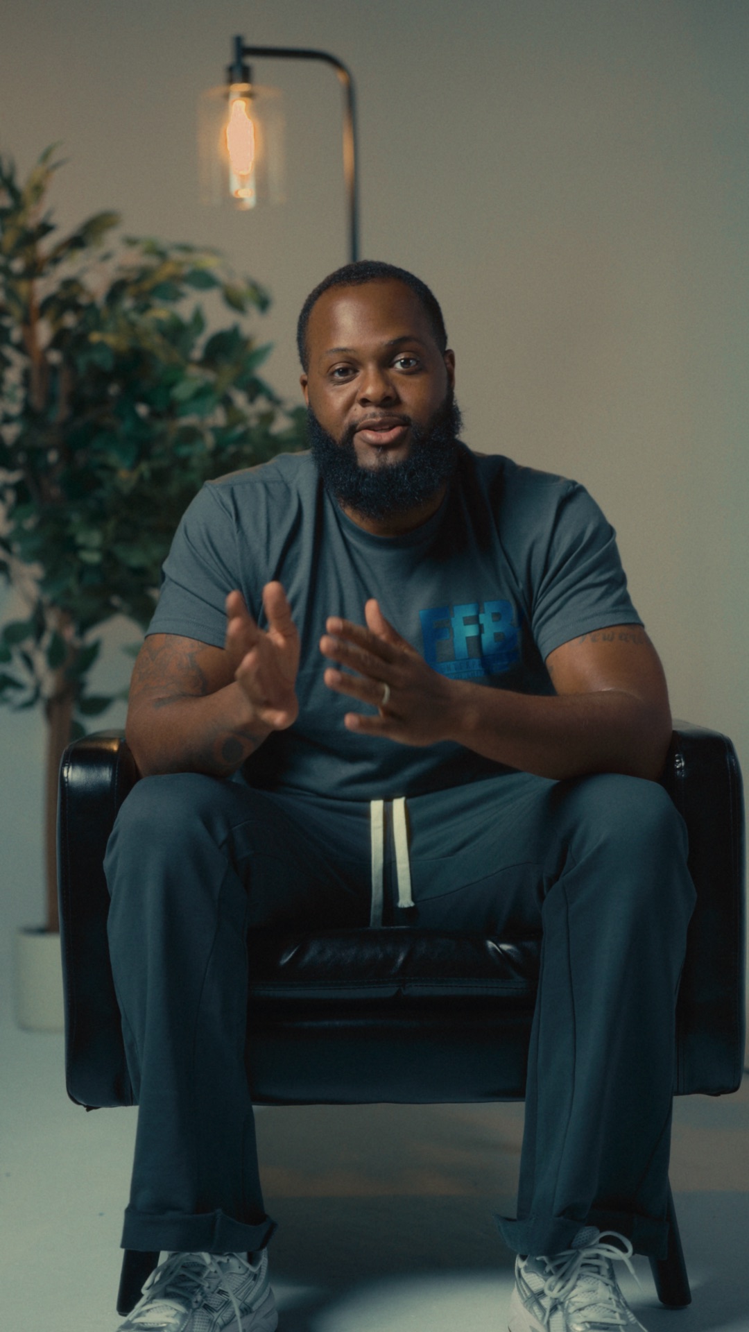 Business owner sharing his perspective during a filmed interview